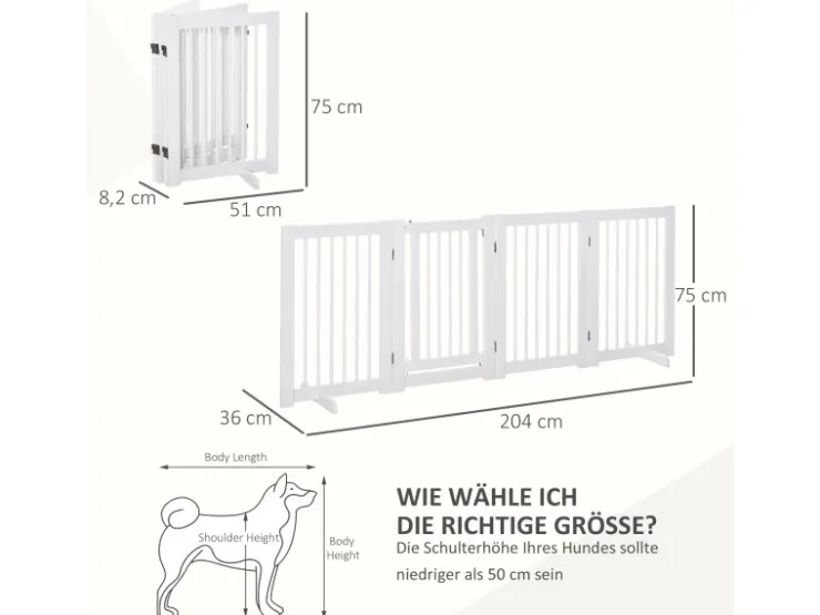 PawHut Absperrgitter mit Tür und 2 Stützfüßen