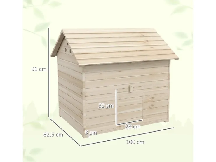 PawHut Entenhaus Tannenholz Naturholz 100L x 82,5B x 91H cm