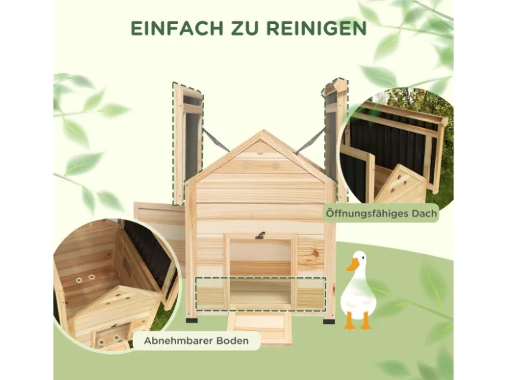 PawHut Entenstall aus Holz mit Kippdach Doppeltür 78 x 90 x 92 cm* Kleintierbedarf