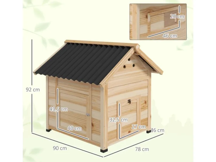 PawHut Entenstall aus Holz mit Kippdach Doppeltür 78 x 90 x 92 cm* Kleintierbedarf