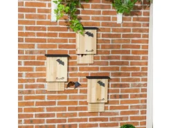 PawHut Fledermauskasten 3er-Set zum Aufhängen Tannenholz 25 x 6 x 37,5 cm Natur
