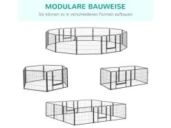 PawHut Freilaufgehege 60 cm Hoch mit Tür 12 Paneelen für Outdoor* Kleintierbedarf
