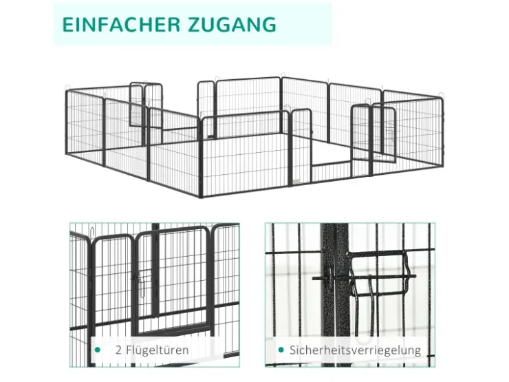 PawHut Freilaufgehege 60 cm Hoch mit Tür 12 Paneelen für Outdoor* Kleintierbedarf