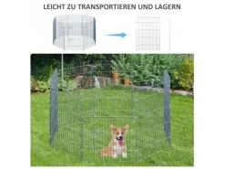 PawHut Freilaufgehege Laufstall Welpengitter für Tiere 8-Teilig* Kleintierbedarf