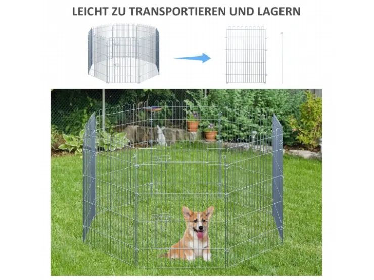 PawHut Freilaufgehege Laufstall Welpengitter für Tiere 8-Teilig* Kleintierbedarf