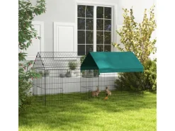 PawHut Freilaufgehege mit Abdeckung und 4 Türen* Kleintierbedarf