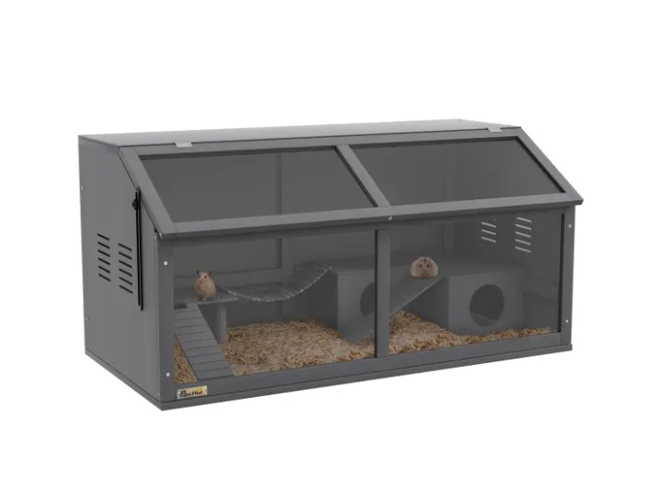 PawHut Hamsterkäfig 100cm mit Hängebrücke Leitern