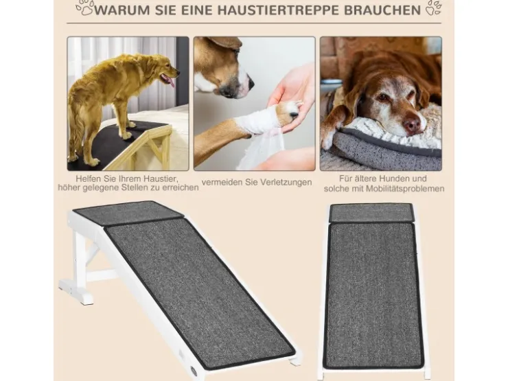 PawHut Haustierrampe mit Rutschfestem Teppich 125 x 40 x 35,5cm* Sofas