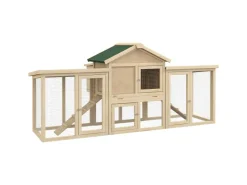 PawHut Hühnerstall 204 x 85 x 93 cm Hühnerhaus mit Freigehege Nistkasten