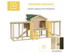 PawHut Hühnerstall 204 x 85 x 93 cm Hühnerhaus mit Freigehege Nistkasten