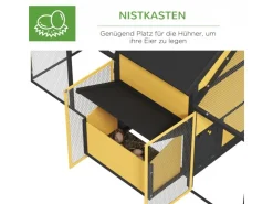 PawHut Hühnerstall aus Holz Geflügelstall mit Nistkasten Doppel-Laufstall* Kleintierbedarf