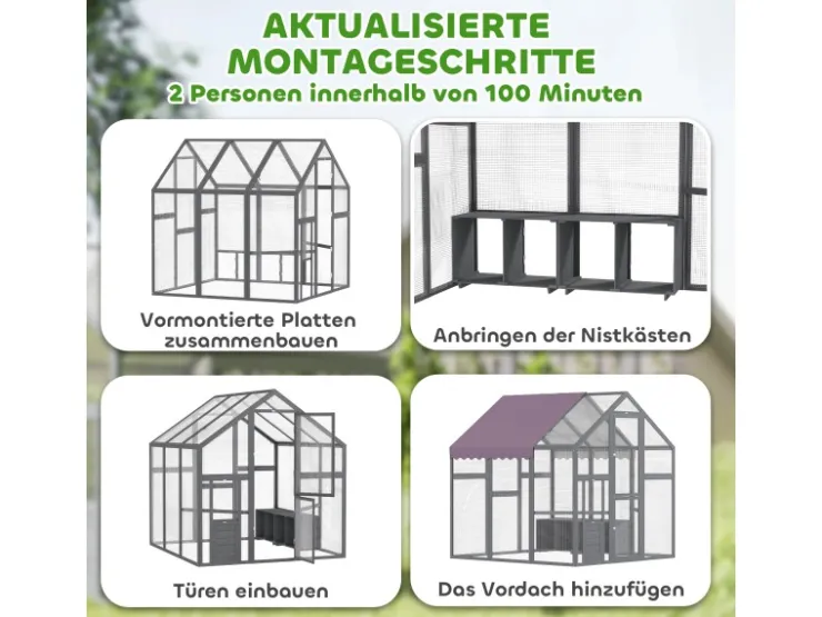PawHut Hühnerstall Freilaufgehege Freigehege mit Schloss Tannenholz