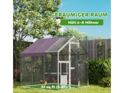 PawHut Hühnerstall Freilaufgehege Freigehege mit Schloss Tannenholz