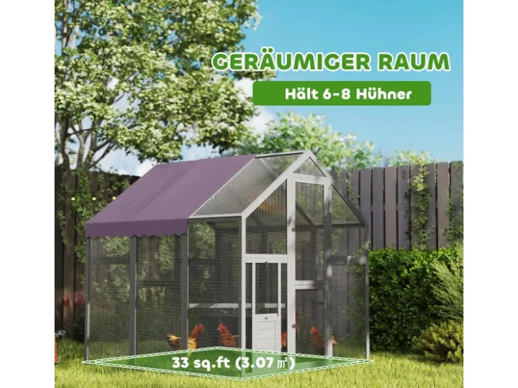PawHut Hühnerstall Freilaufgehege Freigehege mit Schloss Tannenholz