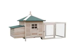 PawHut Hühnerstall mit Massivholz Kleintierstall aus Holz 196cm x 76cm x 97cm* Kleintierbedarf