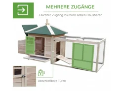 PawHut Hühnerstall mit Massivholz Kleintierstall aus Holz 196cm x 76cm x 97cm* Kleintierbedarf