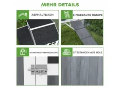 PawHut Hühnerstall mit Tannenholz Nistkasten Freigehege 236,5cm x 91cm x 114cm