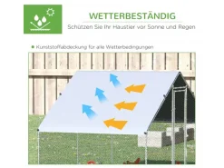 PawHut Hühnerstall Stahl Kunststoff Silber Grau 300L x 200B x 200H cm* Kleintierbedarf