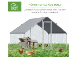 PawHut Hühnerstall Stahl Kunststoff Silber Grau 300L x 200B x 200H cm* Kleintierbedarf
