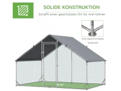 PawHut Hühnerstall Stahl Kunststoff Silber Grau 300L x 200B x 200H cm* Kleintierbedarf