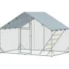 PawHut Hühnerstall Verzinkte Stahlrohre Stahlgitter 300L x 200B x 195H cm
