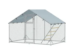 PawHut Hühnerstall Verzinkte Stahlrohre Stahlgitter 300L x 200B x 195H cm