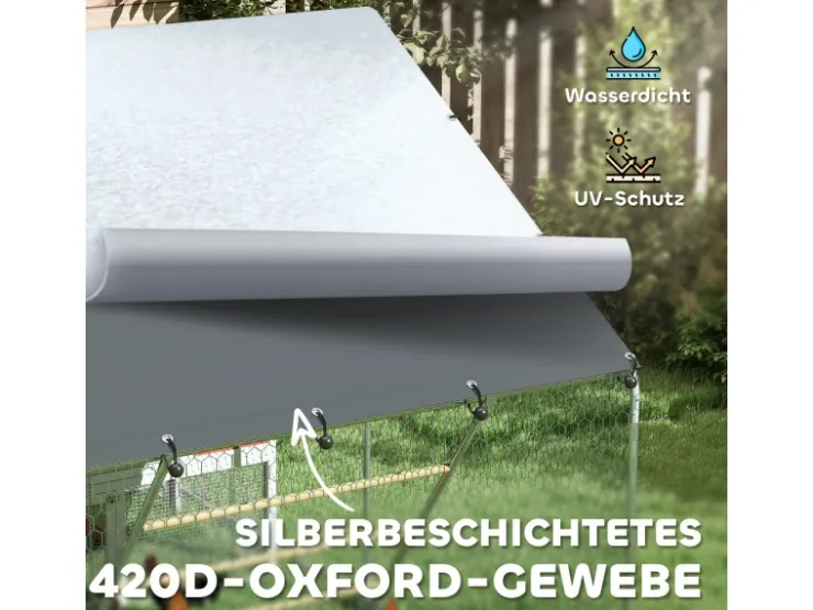 PawHut Hühnerstall Verzinkte Stahlrohre Stahlgitter 300L x 200B x 195H cm