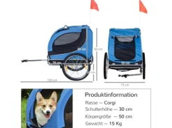 PawHut Hundeanhänger Hunde Fahrrad Anhänger Reflektor* Kleintierbedarf