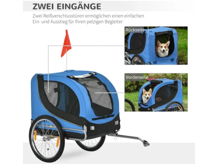 PawHut Hundeanhänger Hunde Fahrrad Anhänger Reflektor* Kleintierbedarf