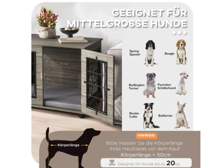 PawHut Hundebox mit Kissen 80 x 56 x 63cm