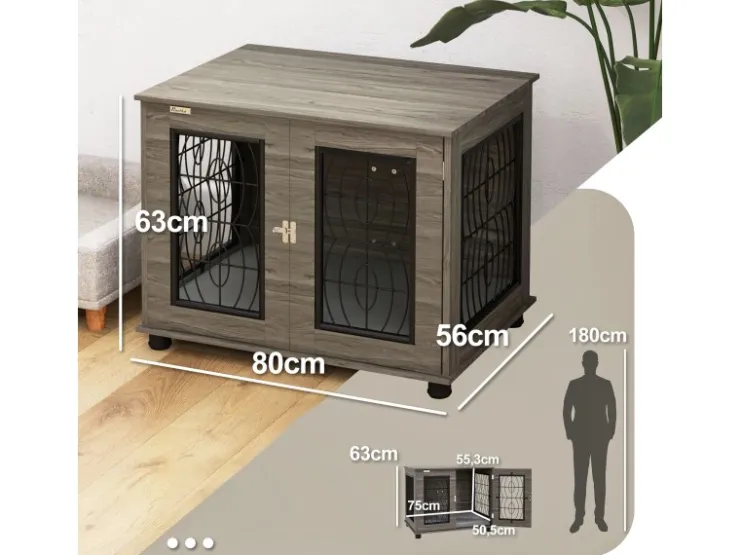 PawHut Hundebox mit Kissen 80 x 56 x 63cm