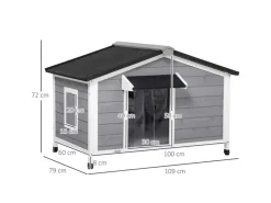 PawHut Hundehütte mit Asphaltdach 109 x 79 x 72 cm
