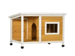 PawHut Hundehütte mit Terrasse