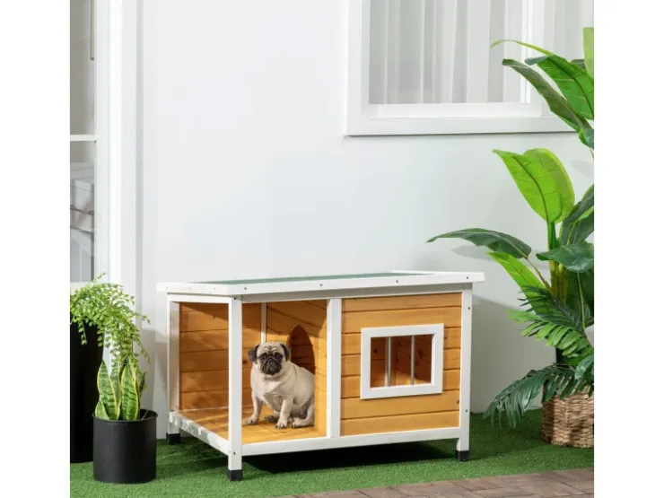 PawHut Hundehütte mit Terrasse