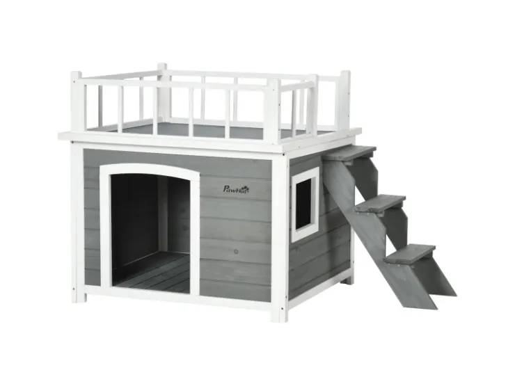 PawHut Hundehütte mit Treppe 121 x 77 x 78 cm