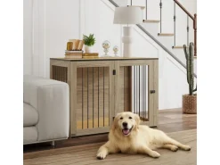 PawHut Hundekäfig Hundebox Stahl MDF Eiche 106B x 60T x 76H cm* Hundebedarf