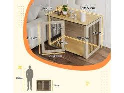 PawHut Hundekäfig Hundebox Stahl MDF Eiche 106B x 60T x 76H cm* Hundebedarf