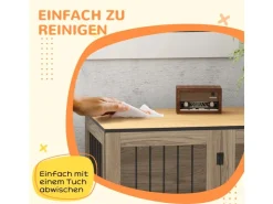 PawHut Hundekäfig Hundebox Stahl MDF Eiche 106B x 60T x 76H cm* Hundebedarf
