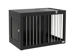 PawHut Hundekäfig Hundehütte Stahl MDF Schwarz 80L x 50B x 56,5H cm