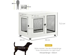 PawHut Hundekäfig Indoor mit Kissen 2 Türen Weiß 94 x 60 x 71,5 cm
