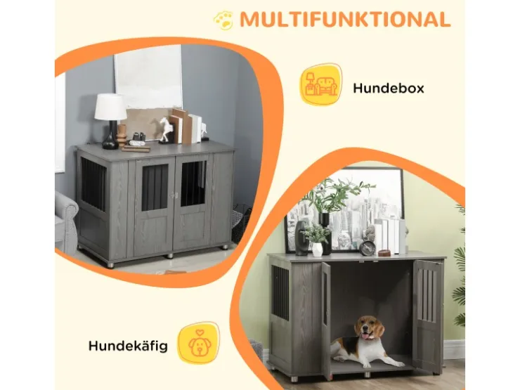 PawHut Hundekäfig mit Schloss und Fenster 116 x 60 x 87 cm* Hundebedarf