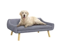 PawHut Hundesofa mit Rückenlehne Holzbeine und Kissen* Hundebedarf