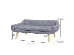 PawHut Hundesofa mit Rückenlehne Holzbeine und Kissen* Hundebedarf