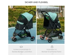 PawHut Hundewagen Polyester Stahl 80,5L x 51,5B x 100H cm* Hundebedarf