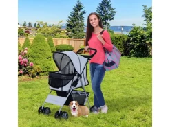 PawHut Hundewagen Hundebuggy Verstellbares Vordach* Kleintierbedarf