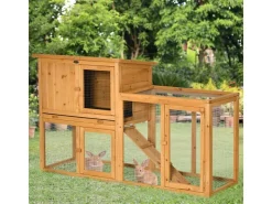 PawHut Kaninchenstall mit Tannenholz 141 x 60 x 86 cm* Kleintierbedarf
