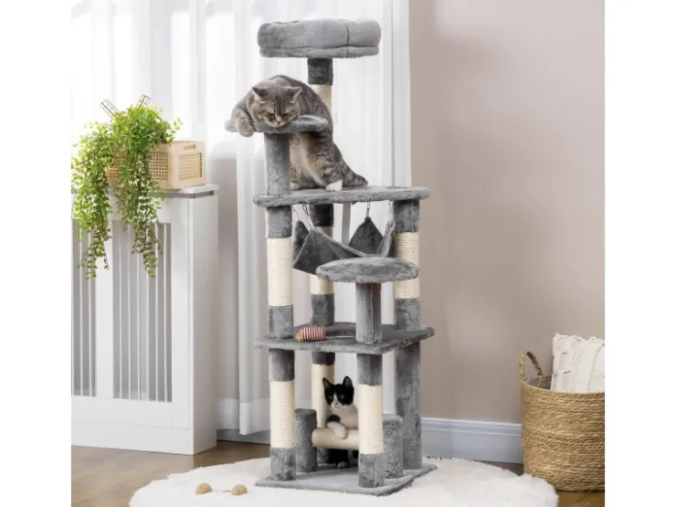PawHut Katzenbaum Kletterbaum Kratzbaum Hängematte L40 x B40 x H132 cm* Katzenbedarf