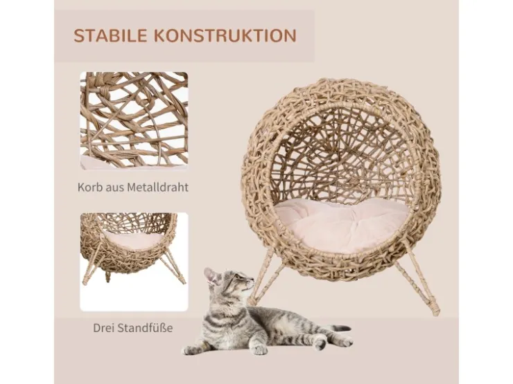 PawHut Katzenhaus mit Kissen und Erhöhten Füßen* Kissen|Katzenbedarf