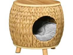 PawHut Katzenhöhle aus Rattan 2-in-1 Design