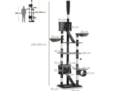PawHut Katzenkratzbaum 240-260 cm Deckenhoch mit Sisalseil* Katzenbedarf